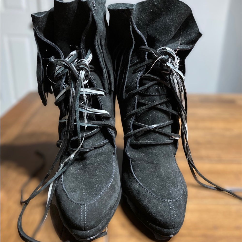 Giuseppe Zanotti Lace-Up Black Suede Ankle Booties